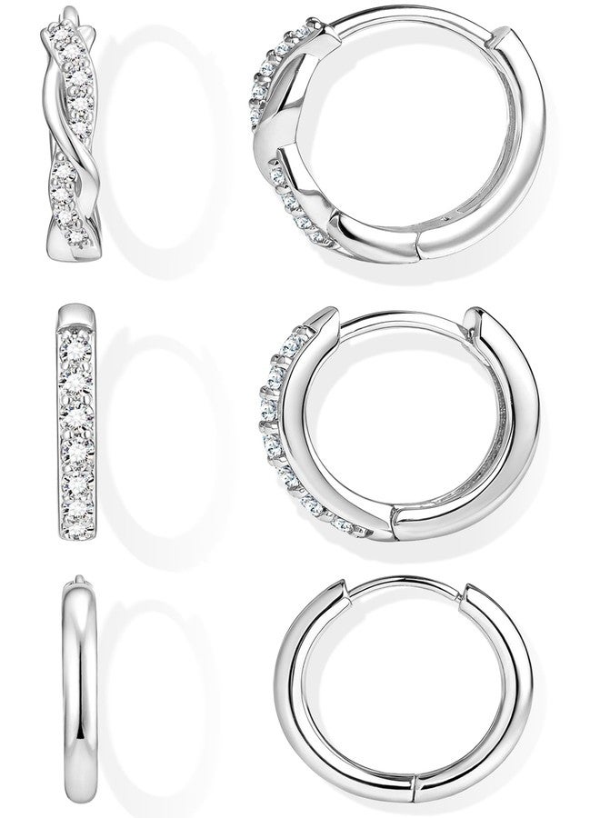 Inerney 925 Sterling Silver Huggie Hoop Earrings Set for Women, Dainty Small Cartilage Hoops Hypoallergenic Jewelry for Multiple Piercings, Trendy Twisted Mini Earring Stacks Gift for Sensitive Ears - Image 1